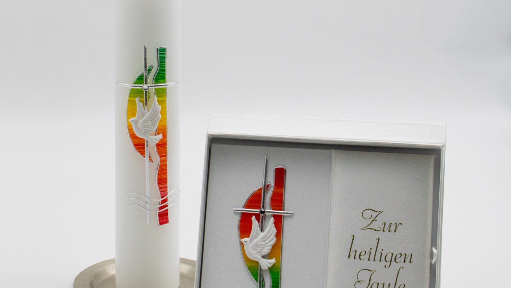 Taufkerzen Regenbogenfarbig