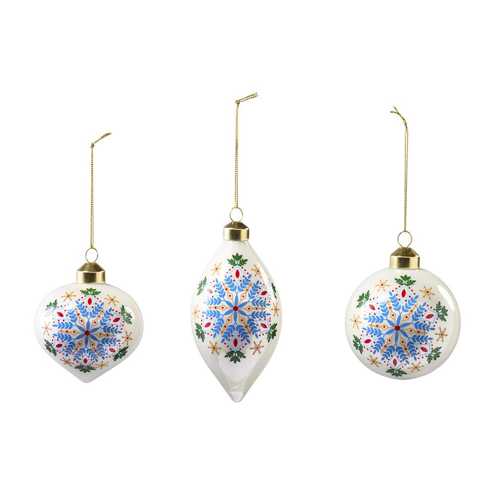 Weihnachtskugel Set Blau/Weiss 3 Stk.