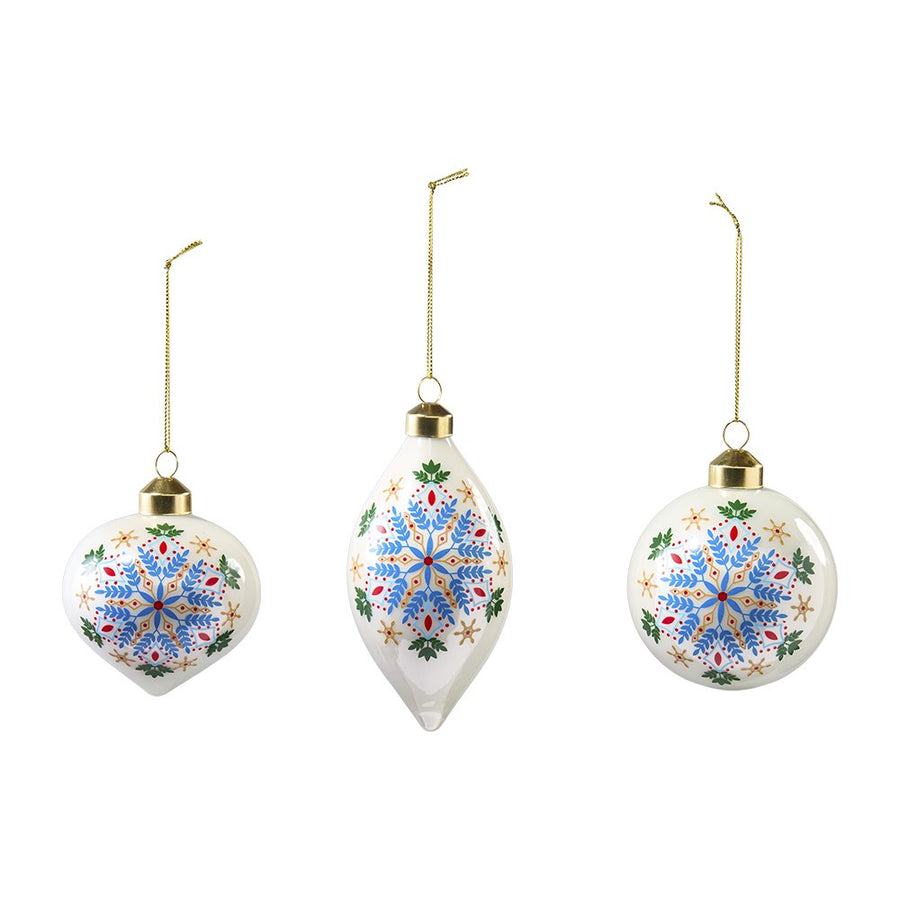 Weihnachtskugel Set Blau/Weiss 3 Stk.