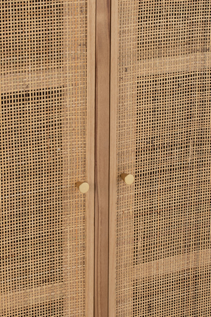 Kleiderschrank 2 Türen Holz/Rattan Natur