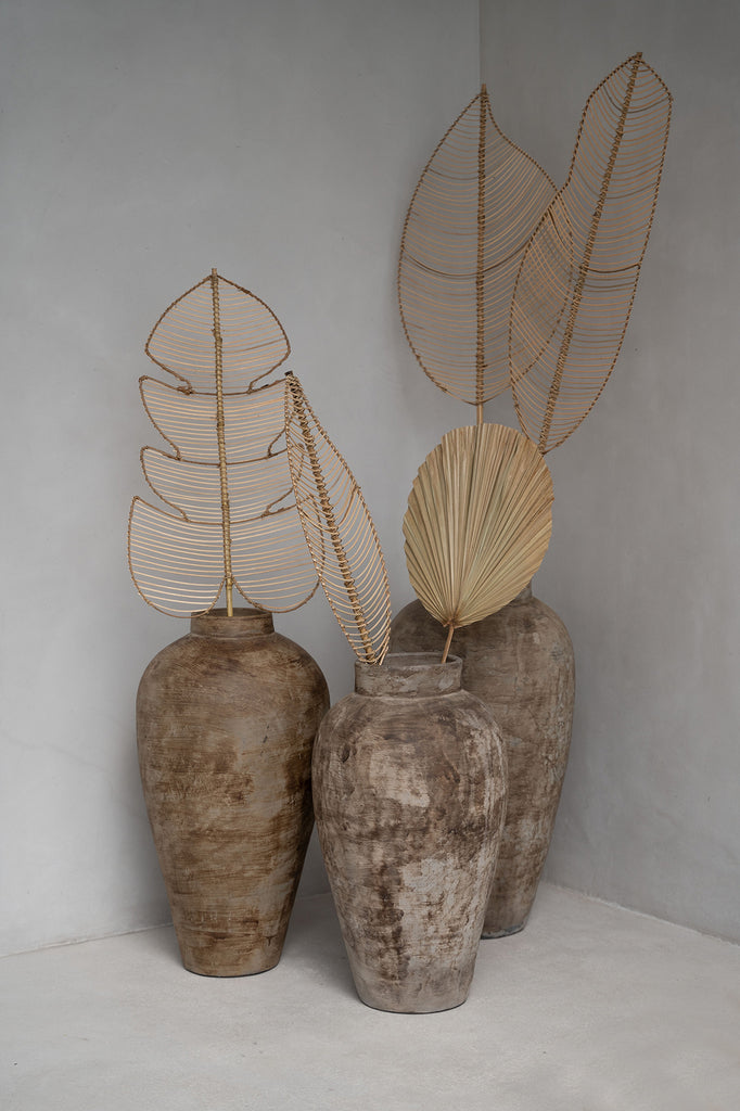 Deko Objekt Rattan Blatt Monstera 4er Set