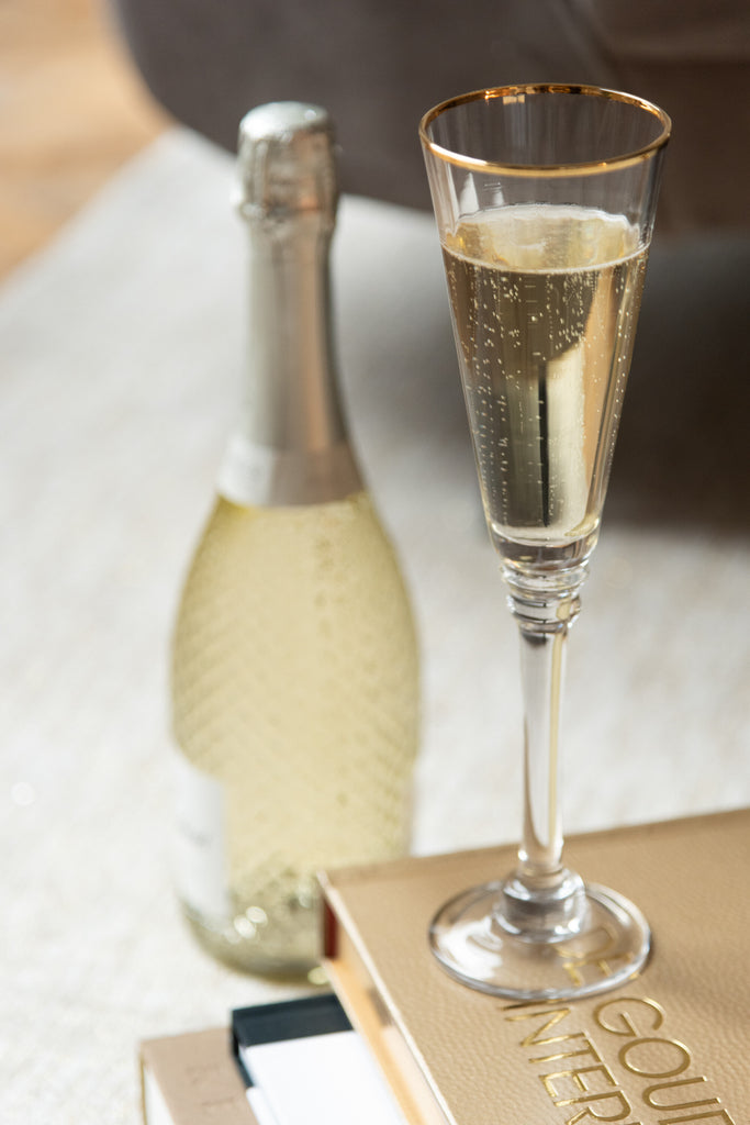 Trinkglas Champagner Randglas Transparent/Gold
