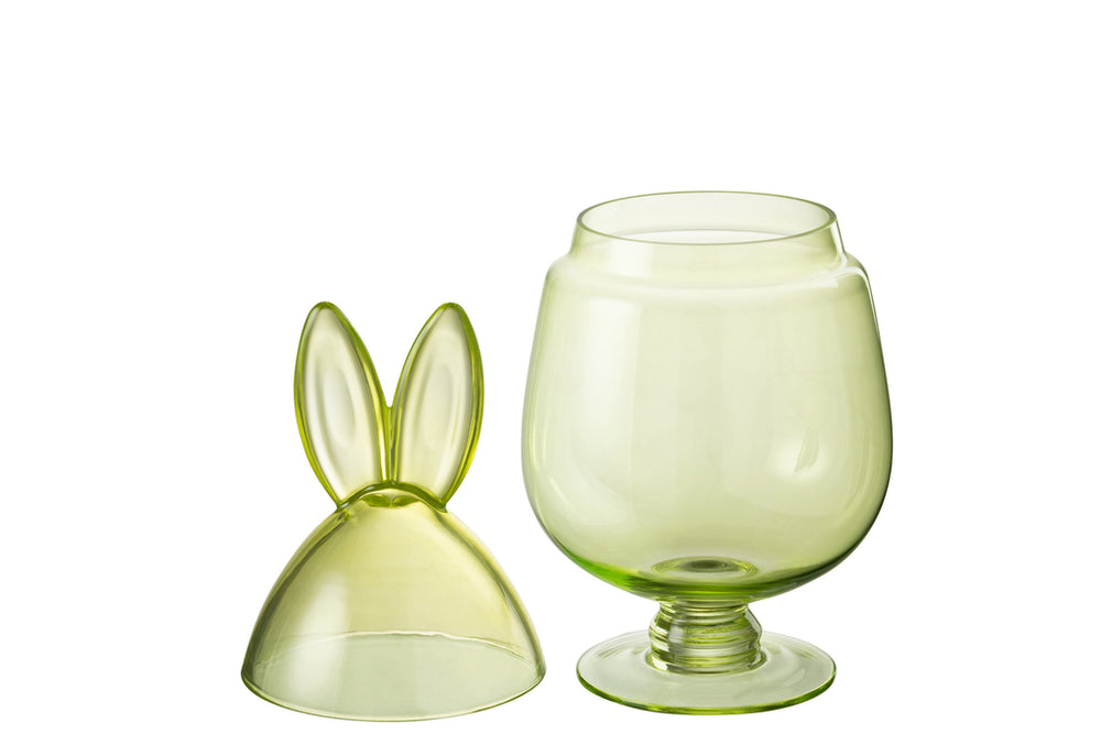 Glas Aufbewahrungsglas Kaninchen grün