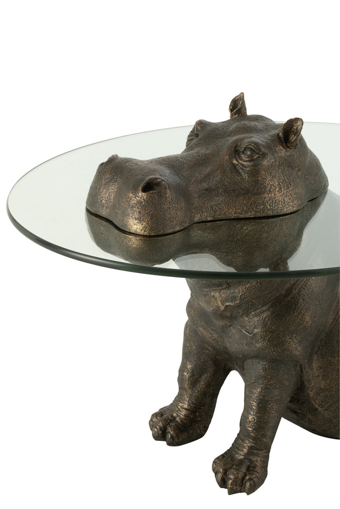Tisch Nilpferd Bronze