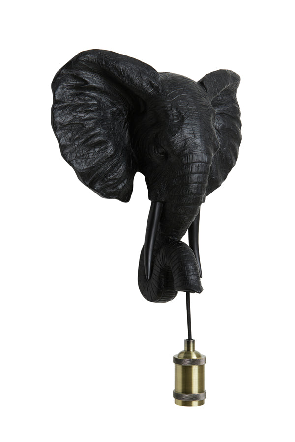 Wandlampe Elefant matt schwarz