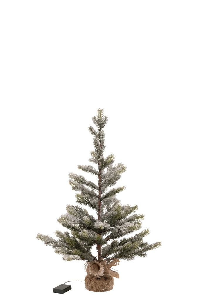Weihnachtsbaum im Jute Topf mit Schnee + LED 