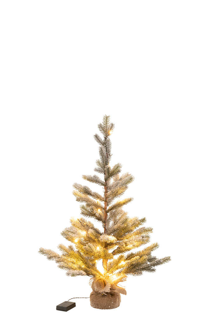 Weihnachtsbaum im Jute Topf mit Schnee + LED 