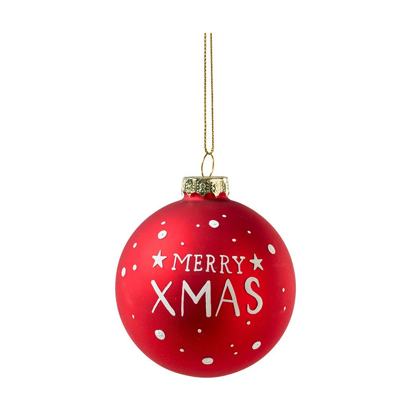 Weihnachtskugel Merry Christmas rot 
