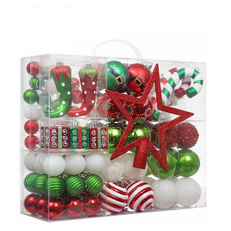 Weihnachtskugel Set 100tlg. Grün/Rot