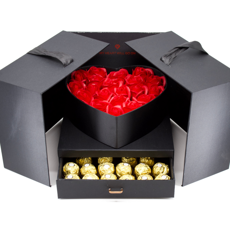 Rosenbox mit Pralinen