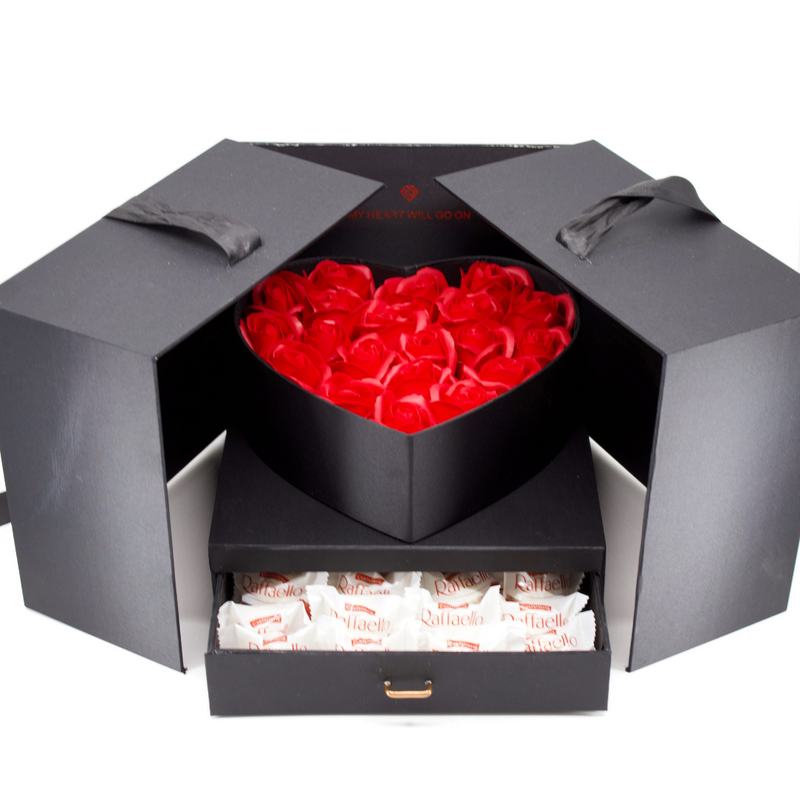 Rosenbox mit Pralinen